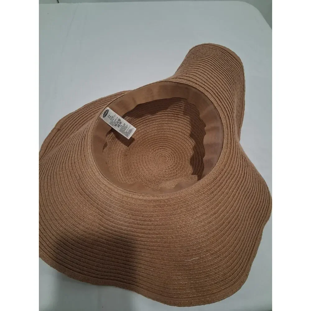 Women's Extra Wide Brim Straw Sun Hat Tan Brown Floppy Beach Cap Oversized OS